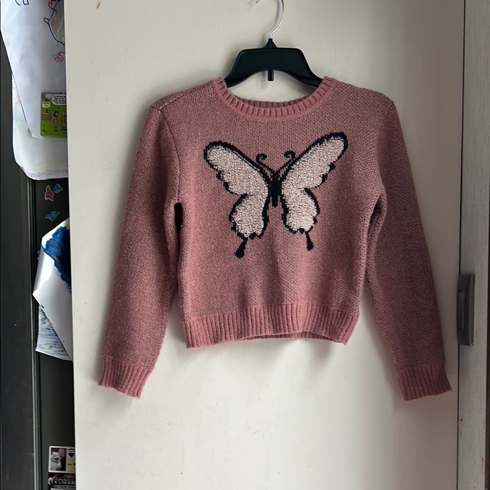 Kids Iz Byer Pink Crew Neck Jacket with Cozy Knit